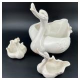 Vintage Hull Pottery Swan Planter Set