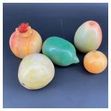 Selection Of Vintage Carved Alabaster Fruit