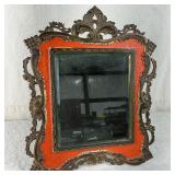 Antique Ornate Brass Beveled Mirror