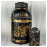 Pair Of 1800's Chinese Toleware Tea Tins