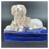 Antique Staffordshire Confetti Poodle Pen Holder