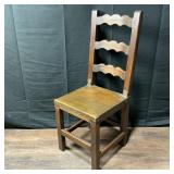 Spanish Style Ladder Back Chair With Leather Seat