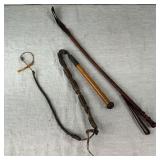 Antique Leather Bull Whip & Riding Crop