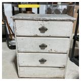 Antique Zinc top Chippy Paint Three Drawer Chest