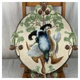 Antique Schutz Blansko Majolica Game Bird Platter