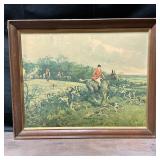Vintage Hunt Scene Lithograph By G. Wright