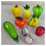Mid Century Murano Style Fruit & Marble Eggs