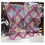 Antique Feed Sack Quilt 'Old Maid's Puzzle'