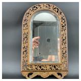 Antique Brass Filigree Beveled Wall Mirror