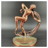 Antique Art Deco Copper Nude Dancer Bookend