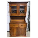 Vintage Two Piece Glass Door Hutch