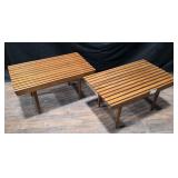 Pair Of MCM George Nelson Style Slat Bench Tables