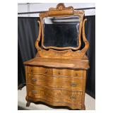 Antique Tiger Oak Serpentine Front Dresser