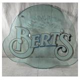 Vintage Bert's Hamburgers & Fries Glass Sign