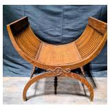 Antique Oak Curule Saddle Stool