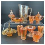 Selection Of Vintage Marigold Carnival Glass