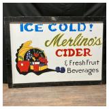 Vintage Double Sided Merlino's Cider Stand Sign