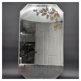 Vintage Beveled Mirror With Etched Glitter Flowers