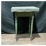 Antique Zinc Top Side Table