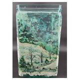 Antique Glass Battery Jar With Winter Scene