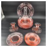 Antique Tiffin Flanders Pink Depression Glass