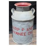 Vintage Shawnee, OK Milk Can
