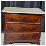 1860's Three Drawer Marble Top Dresser