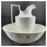 Antique English Ironstone Washbasin & Pitcher