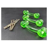 Antique Green Depression Glass Drawer Pulls