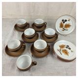 Vintage English Denby Pottery Cups & Saucers