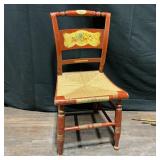 Vintage Hitchcock Painted Chair With Rush Seat