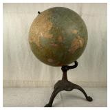 Antique Terrestrial Globe On Copper Stand