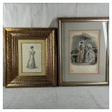 1800's French Framed Fashion Prints