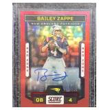 2023 Score Auto Red Zone Bailey Zappe /20