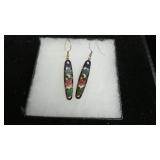 Vintage Cloisonne Flower Earrings