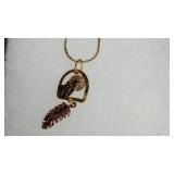 Copper Jewelery Wolf Howling @ moon Pendant W/...