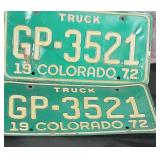 1972 Colorado Truck set License Plates