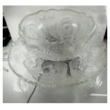 Chrystal Punch Bowal With Tray and Cups