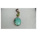 Peridot & Turquoise 925 Silver Pendant