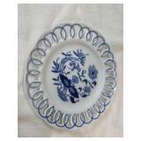 Blue and White Floral Plate