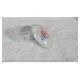 Oval Porcelain Trinket Box with Floral Design