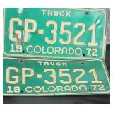 1972 Colorado Truck set License Plates