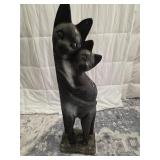 Tall Wood Cat Sculpture 42in