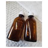 Two Amber Glass Bottles
