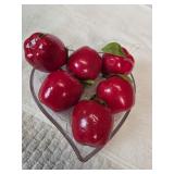 Artificial Apples in Heart Shaped Bowl