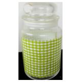 green glass jar with lid