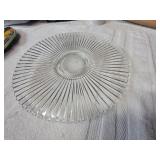 Clear Glass Serving Plate with Ribbed Design