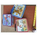 Three Cartoon Character Metal Lunch Boxes