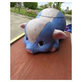 Blue Ceramic Piggy cookie jar