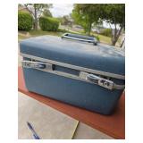 Vintage Blue Leather Suitcase